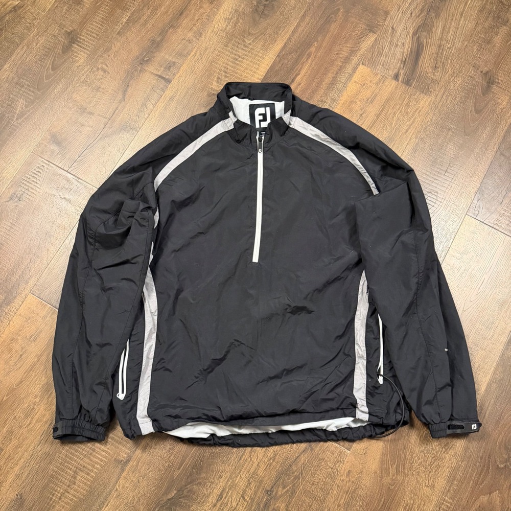 FootJoy FJ Men's XXL Black Gray 1/4 Zip Golf Windbreaker Pullover Jacket